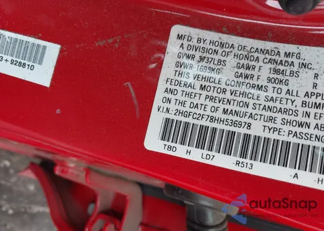 2017 Honda Civic Ex from USA, damaged, VIN 2HGFC2F78HH536978